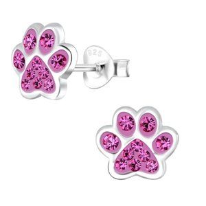 Sterling Silver Paw Print Stud Earrings